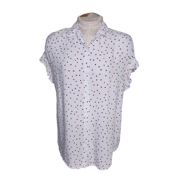 Beach Lunch Lounge Sleeveless Button Front Blouse Size XS‎ Stars - Picture 1 of 6